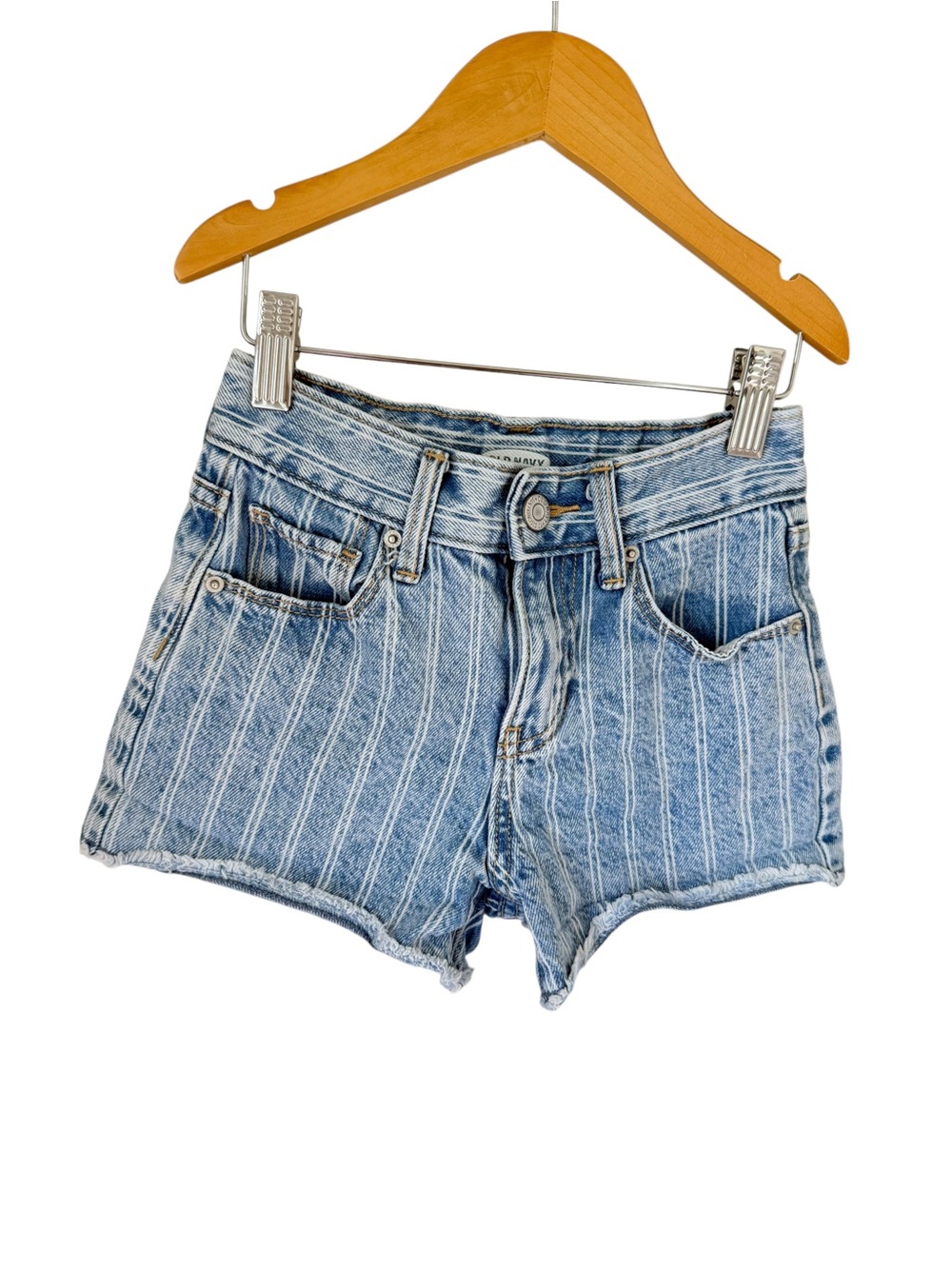 Old Navy Light Blue Striped Denim Cutoff Shorts